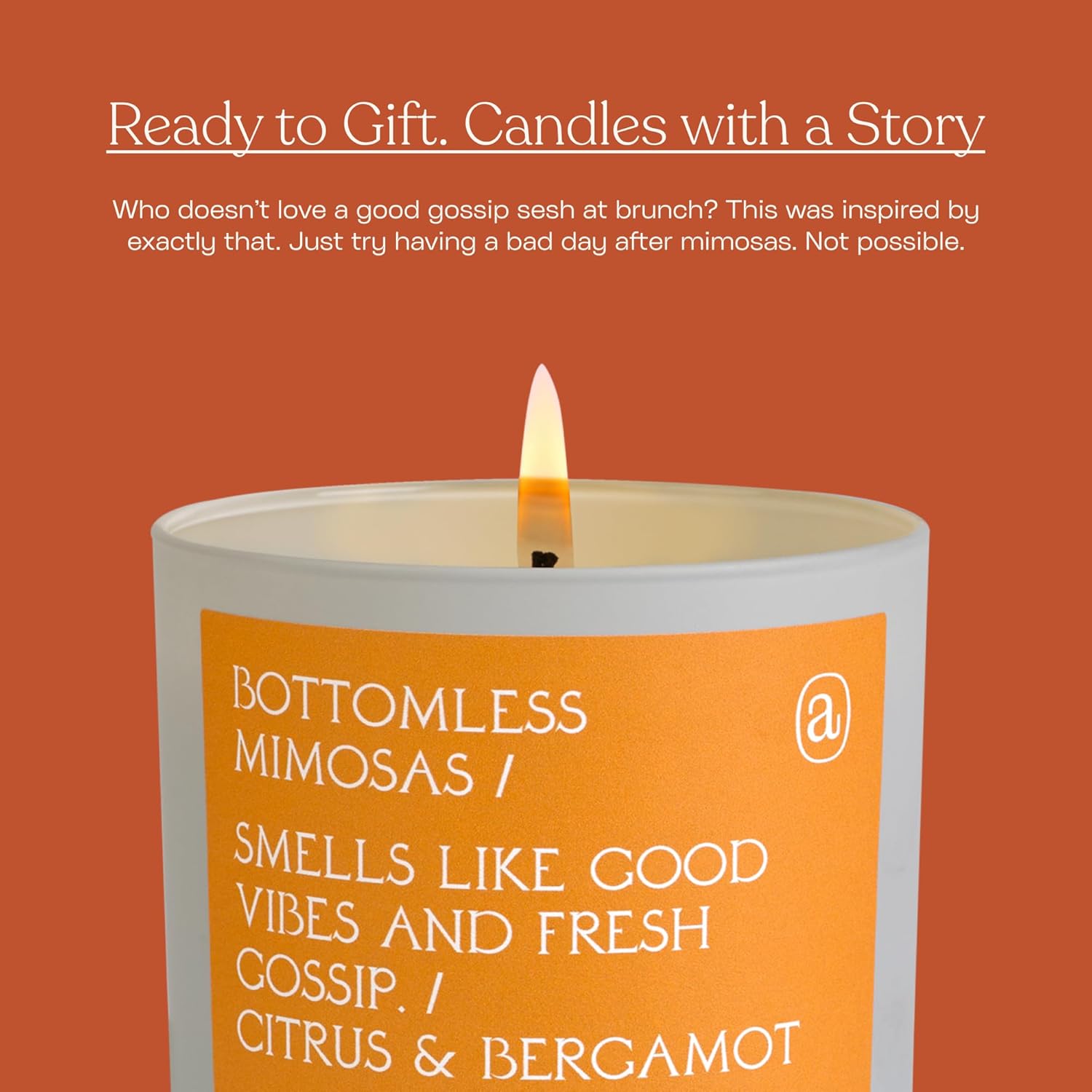 'Bottomless Mimosas' Coconut Soy Wax Candle | Premium Hand Poured & Long Burning | Citrus & Bergamot Scent | Phthalate-Free | For Home, Office, Gift - 9 Oz