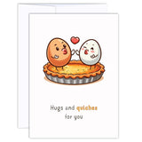 Funny Love Card - Hugs And Quiches For You - Love You Pun Greeting Cards For Happy Anniversary, Just Because, To Him, Her, Husband, Wife, Boyfriend, Girlfriend, Couple