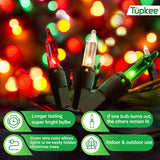 Christmas String Lights 100 Count - Incandescent Mini Red, Green, And Clear Warm Christmas Tree Light - 20.5 Feet Light