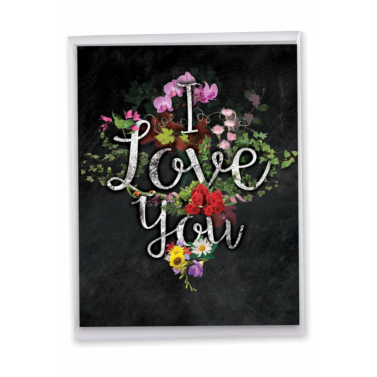 , Jumbo Valentine'S Day Card (8.5 X 11 Inch) - Vday Greeting Card For Valentines - Chalk And Roses Valentine'S J2358Dvdg