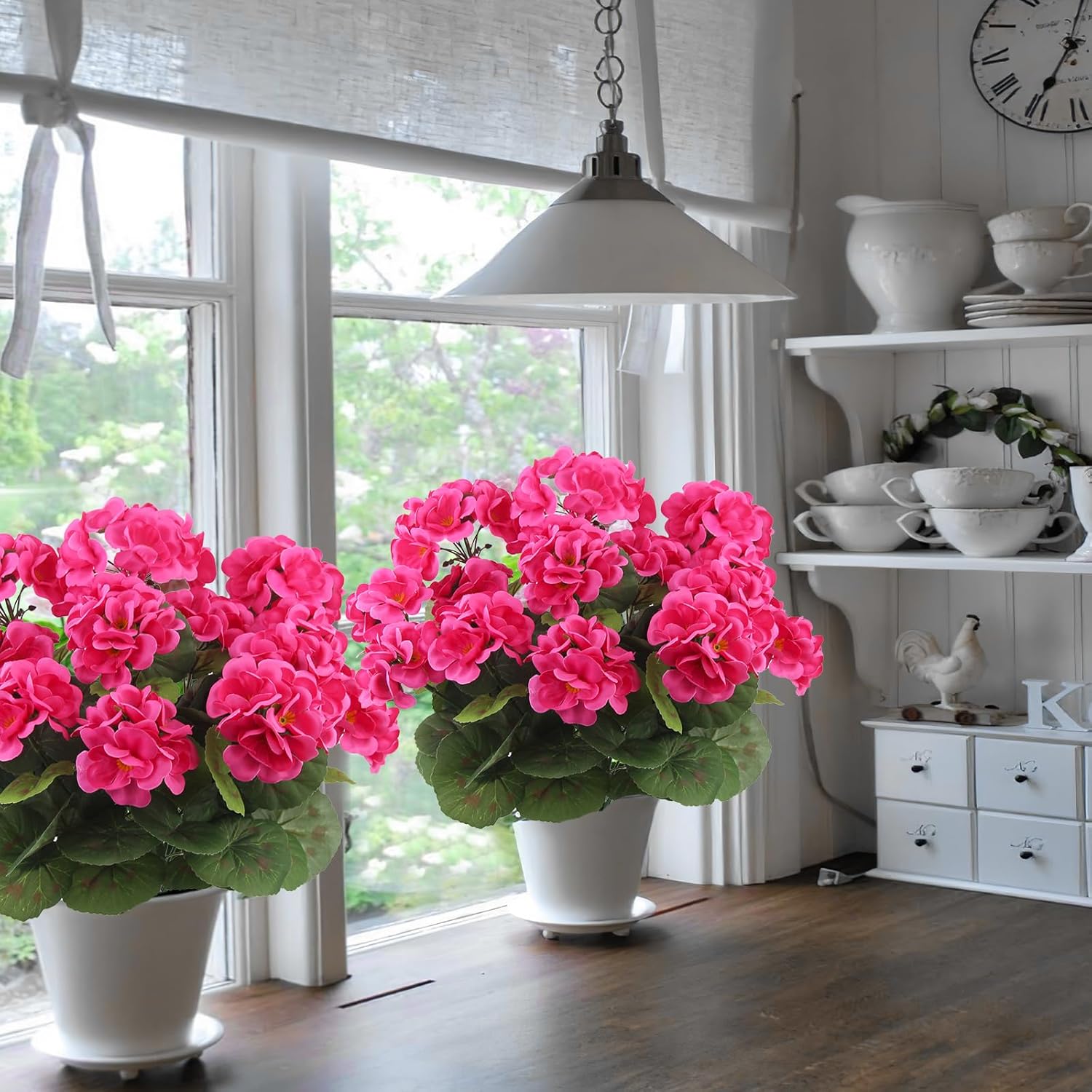 3 Pcs Artificial Geraniums Flowers Silk Geraniums For Outdoors Uv Resistant Rose Red Artificial Geranium Bush Faux Flowers Plant For Planter Garden Home Decor Patio Vase Table Centerpiece