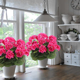3 Pcs Artificial Geraniums Flowers Silk Geraniums For Outdoors Uv Resistant Rose Red Artificial Geranium Bush Faux Flowers Plant For Planter Garden Home Decor Patio Vase Table Centerpiece