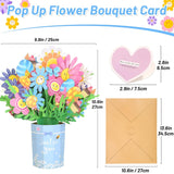 Mother'S Day Bouquet Pop Up Cards From Daughter And Son, 3D Flower Card Kids First Mothers Day Greeting Card Mom Birthday Card Women All Occasion Card Envelope And Blank Note Tag