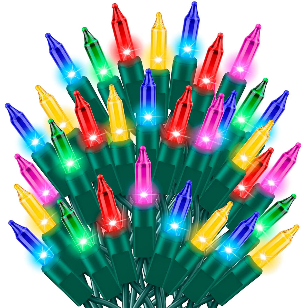 Ultra-Bright Connects End To End Multi Christmas Mini Lights 100L 19.6Ft Ul Listed Incandescent Bulb String Light Set Fo