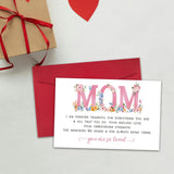 Lovely Mothers Day Card, Mom Birthday Card From Daughter Son Kids, Sweet Bday Mothers Day Gifts For Mom, Thankful For Everything You Are & All That You Do