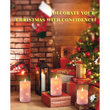 Flickering Flameless Candles With Embedded String Lights, Battery Operated Candles With Remote Control And Timer,Led Candles For Home Decoration,Real Wax, 3 Pack Pink