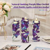 Floating Flowers For Centerpieces Blue Faux Orchid Flowers Vase Fillers Floating Candles Purple Orchid Wedding Table Decor Filling Unscented Floating Candles For Birthday Wedding Party (28 Pieces)