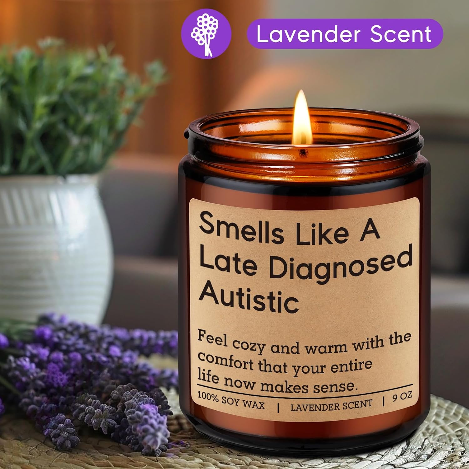 Candle, Late Diagnosed Autism Gifts For People, Autistic Adult Must Have - Neurodivergent Gifts For Autistic Adults, Teens - Funny Autism Awareness Acceptance Stuff For Men Women Mom Dad