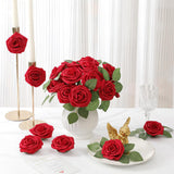 60Pcs Artificial Roses Flowers With Stem And 10Pcs Green Leaves Real Looking Fake Roses Artificial Foam Roses Decoration Diy For Wedding,Arrangements Party Home Decorations