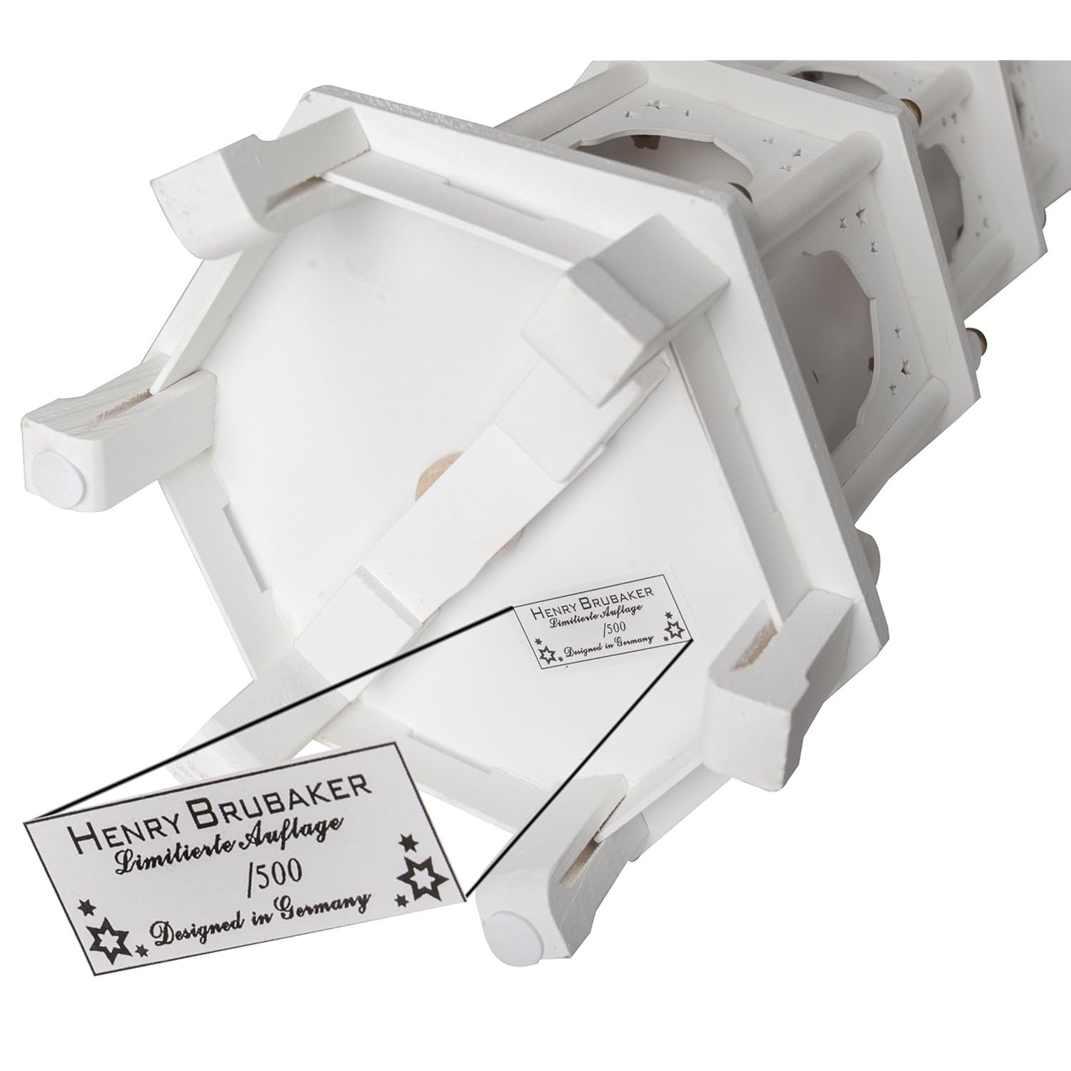 Christmas Pyramid - 18 Inches - White - Wooden Nativity Play - 3 Tier Carousel With 6 Candle Holders - Designed In Germany