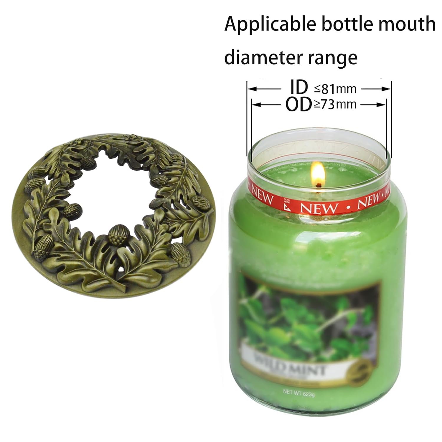 1Pcs Lid Jar Candle Topper Scented Candles Toppers Cover (Bronze)