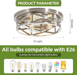 2 Pack 13 Inch Brushed Nickel Ceiling Lights 3 Light Modern Flush Mount Fixtures