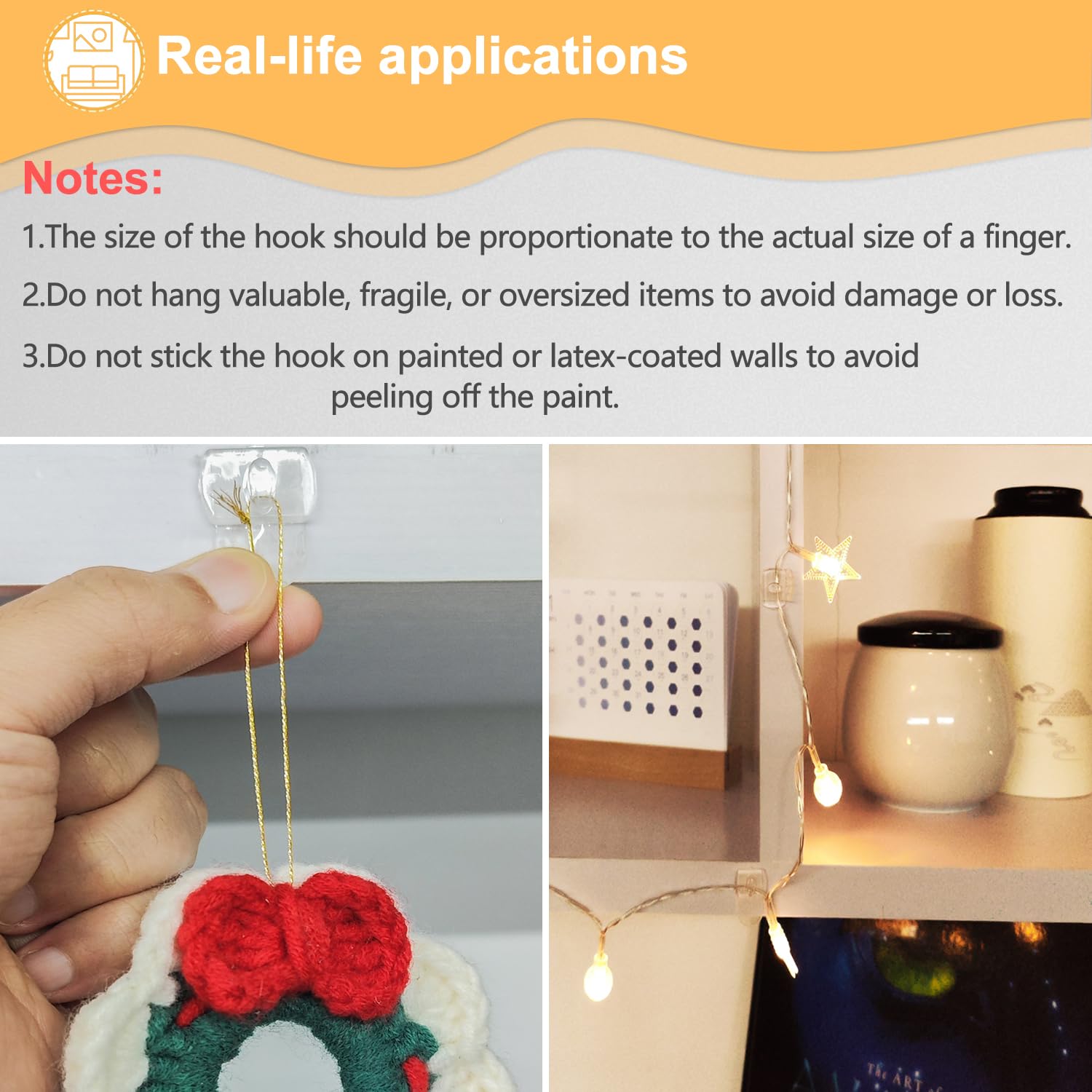 100 Clips + 120 Adhesive Strips, Clear Mini Light Clips, Strips Hooks, Small Self-Adhesive Hooks, Indoor Christmas/Festival Decoration,Hooks Small