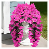 Uv-Resistant Artificial Bougainvillea Hanging Flowers, 2Pcs Realistic Fake Fuchsia Vines For Outdoor Planters, Patio Urns, Porch & Balcony Decoration