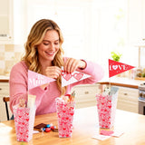 6 Pack Valentine'S Day Plastic Gift Boxes With Label Flags, Clear Pink Heart Gift Basket Empty To Fill Scalloped Candy Containers Popcorn Boxes For Galentine'S Day Valentines Party Supplies