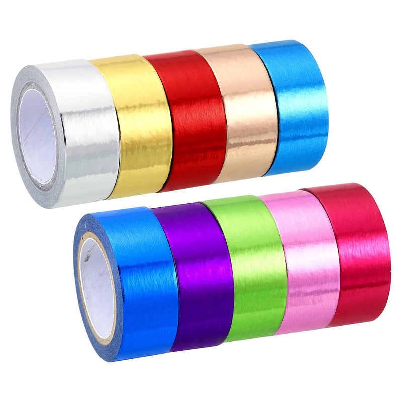 Metallic Washi Tape 15Mm X 5M, 10 Pack Art Paper Mirror Masking Foil Sticker S