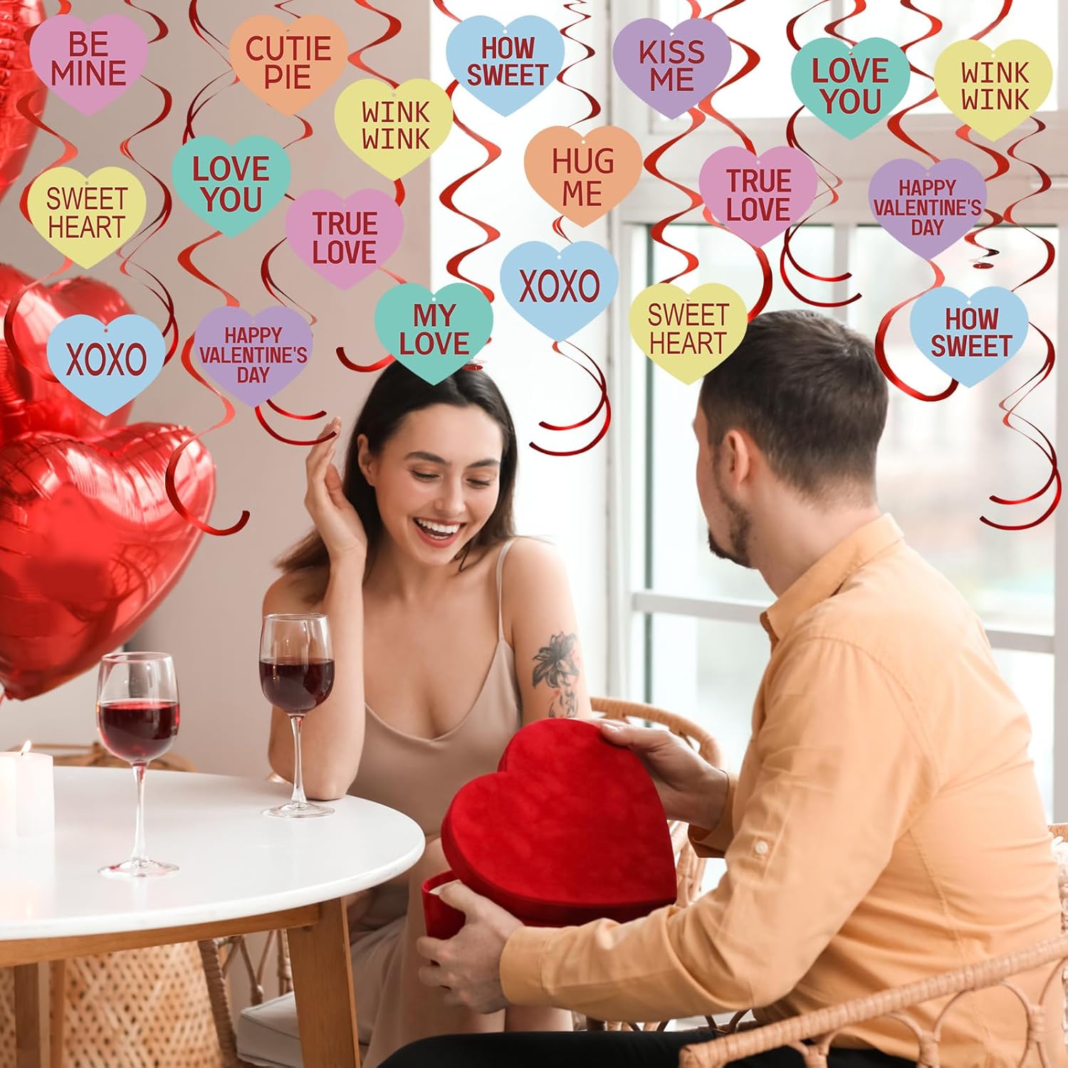 72 Pcs Valentine'S Day Hanging Swirls Decorations Be Mine Love Conversation Valentine Party Decoration Ceiling Decorations Foil Swirls For Home Office Party Favors Supplies