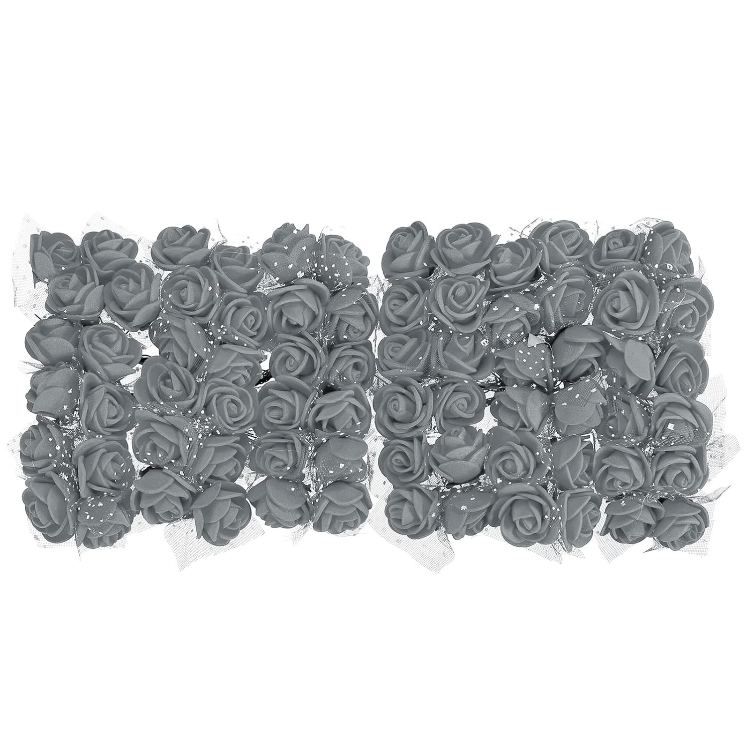 Artificial Rose Flower Heads, Grey Mini Faux Flowers 0.8 Inch-1 Inch For Diy Craft Wedding And Party Decoration Pack Of 72