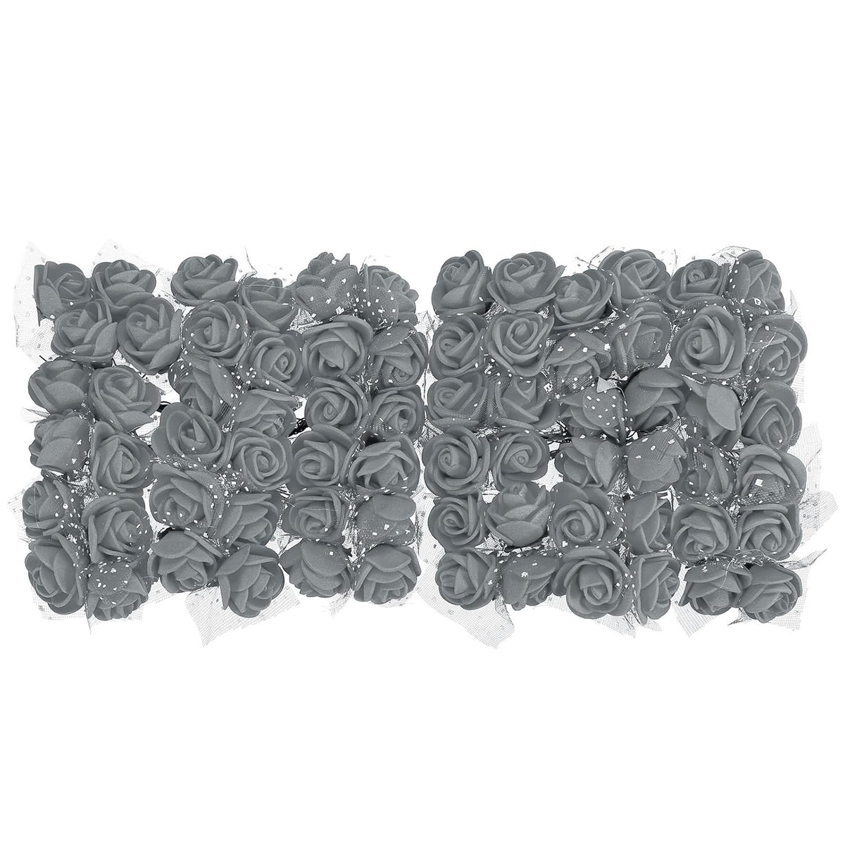 Artificial Rose Flower Heads, Grey Mini Faux Flowers 0.8 Inch-1 Inch For Diy Craft Wedding And Party Decoration Pack Of 72