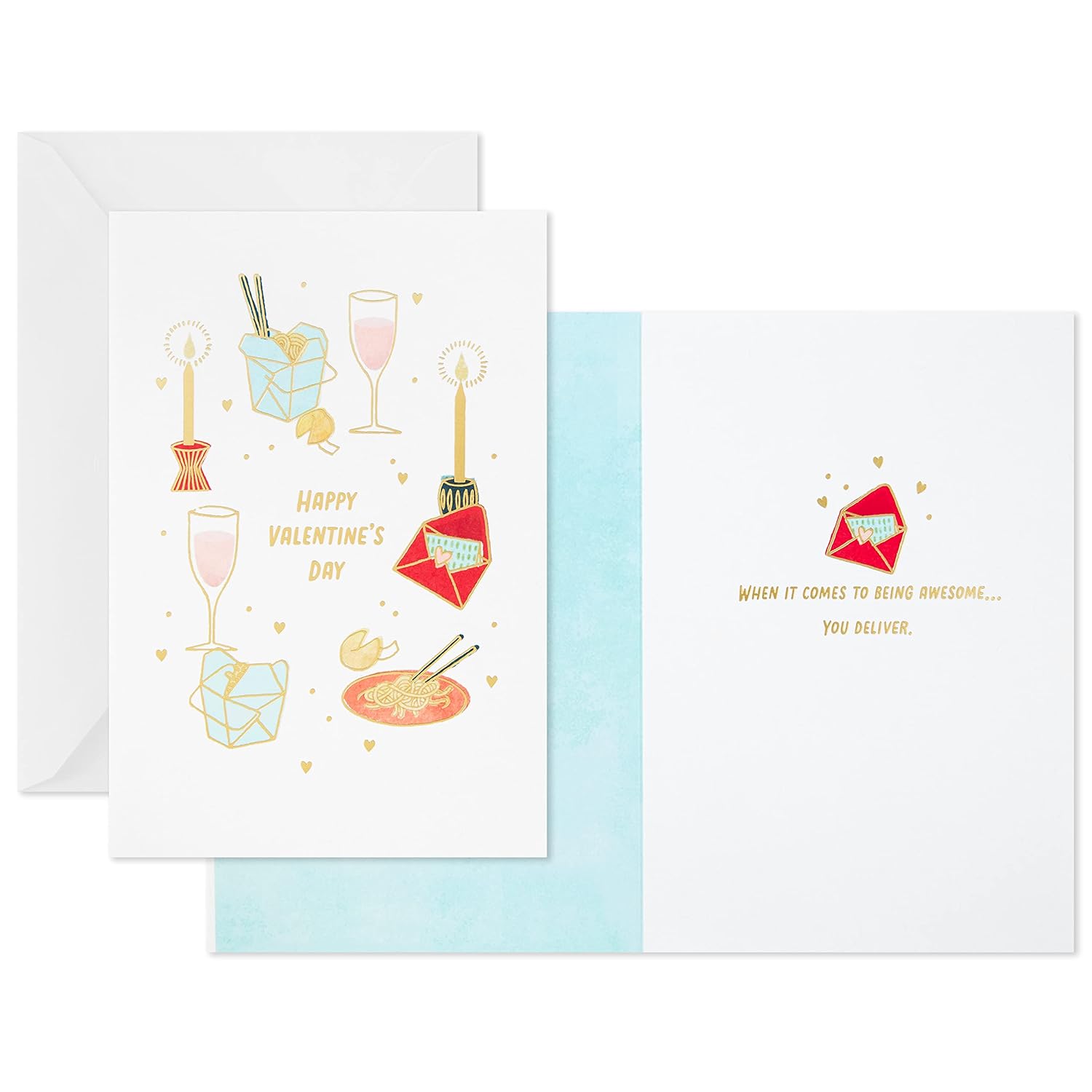 Hallmark Good Mail Pack of 2 Love Cards (Slot Machine and Takeout) 1 Valentines Day Card, 1 Romantic Card for Any Occasion