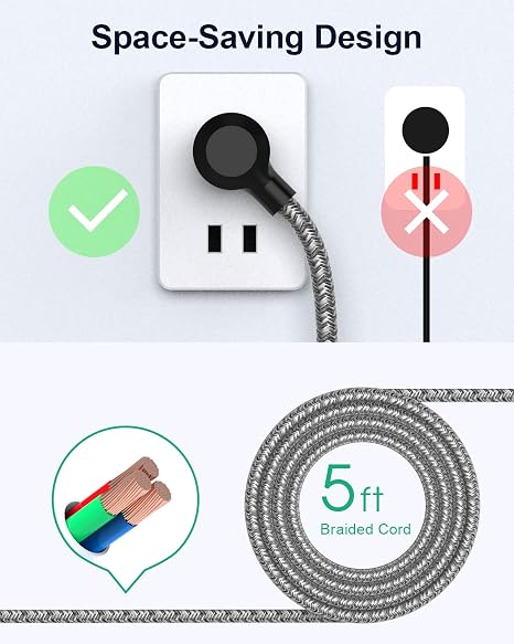 2 Pack Surge Protector Power Strip with 6 Outlets 4 USB Ports 5FT Extension Cord
