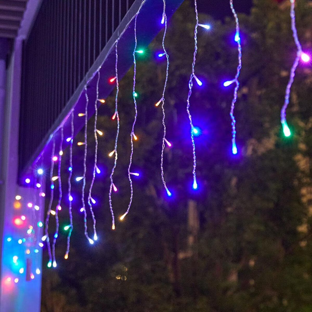 Led Icicle String Lights, Christmas Icicle Lights 13Ft 96 Leds Window Curtain Starry Fairy Lights Plug In 8 Modes For We