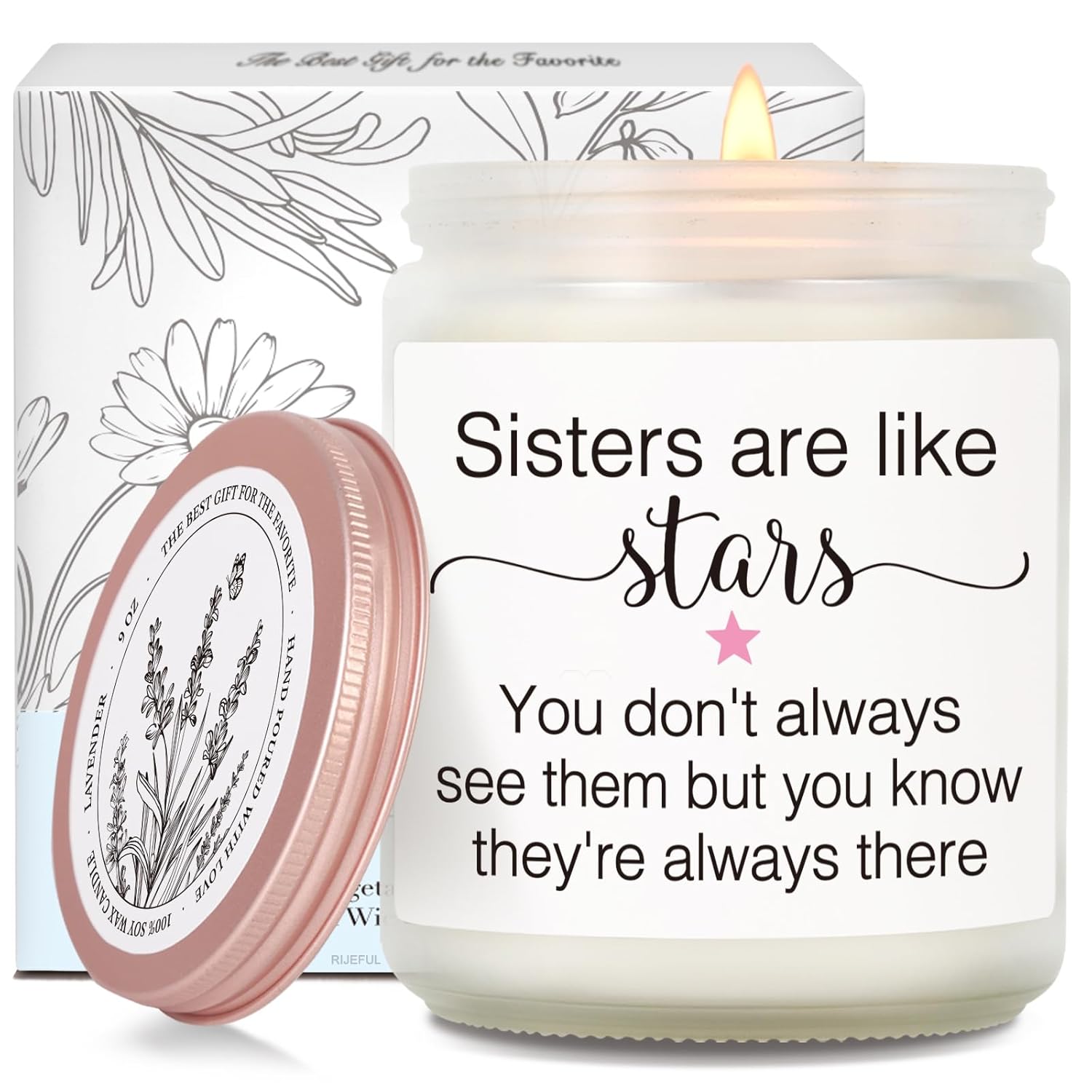 Candle Gift For Sister From Sisters, Sisters Are Like Stars Candle, Funny Appreciation Quotes Candles Gift For Bestie Sister-In-Law, Birthday Thanksgiving Graduation Christmas Candles For Sister-13