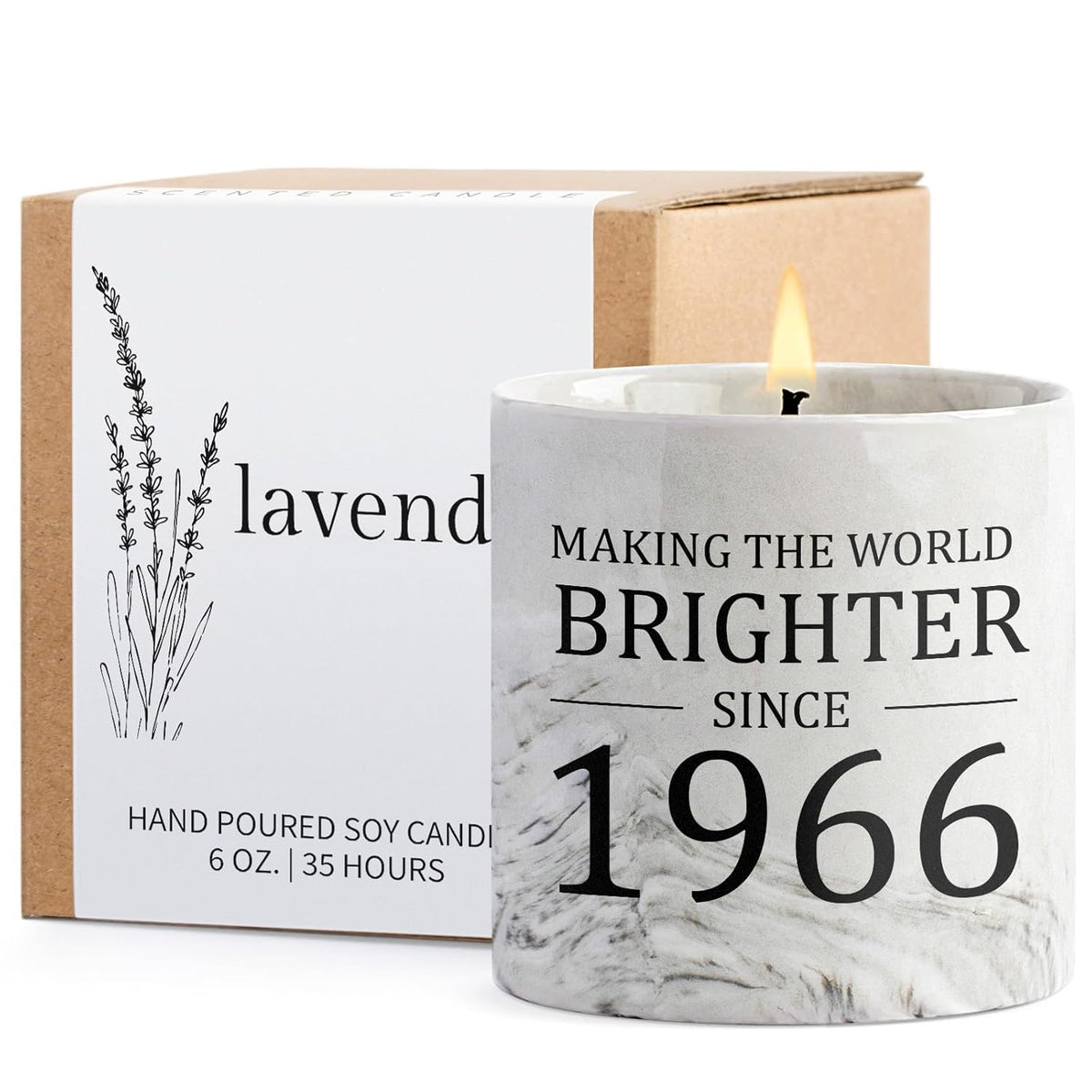 60Th Birthday Gifts For Women - 1966 Birthday Gifts For Women Men, 60 Year Old Bday Gift For Her Female, 6Oz Sixty Lavender Decor Ceramics Candle