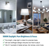 E17 LED G14 Globe Bulbs 6W 60W Equivalent 5000K Daylight 600LM 4 Pack
