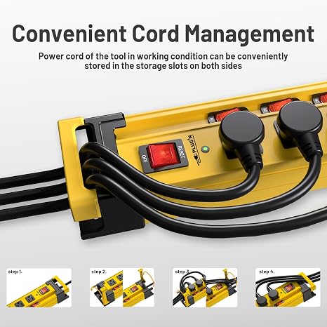 Heavy Duty Metal Surge Protector Power Strip 10 Outlets Individual Switches 9FT Extension Cord 3300J