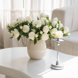 10Pcs Artificial Peony Flower, Fake Peony Hydrangea Bouquet Silk Flowers With Stems For Wedding,Party,Office,Home Decor(White)