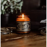 Scented Texas Candle, Dallas - Scents Of Fig, Leather, Bourbon - 9Oz Jar - 40 Hour Burn Time