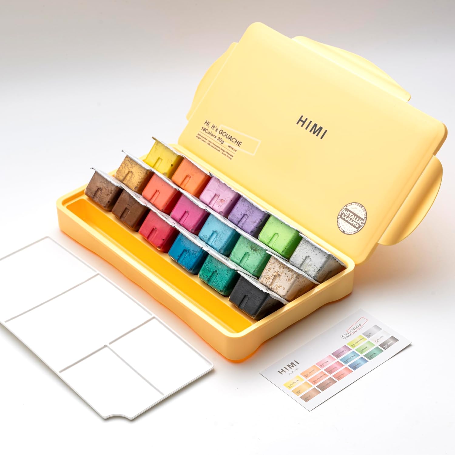 Metallic Gouache Paints Set, 18 Colors, 30G, 18 Us Fl Oz, Non Toxic Paint For Canvas And Paper, Art Supplies For Professionals, Students