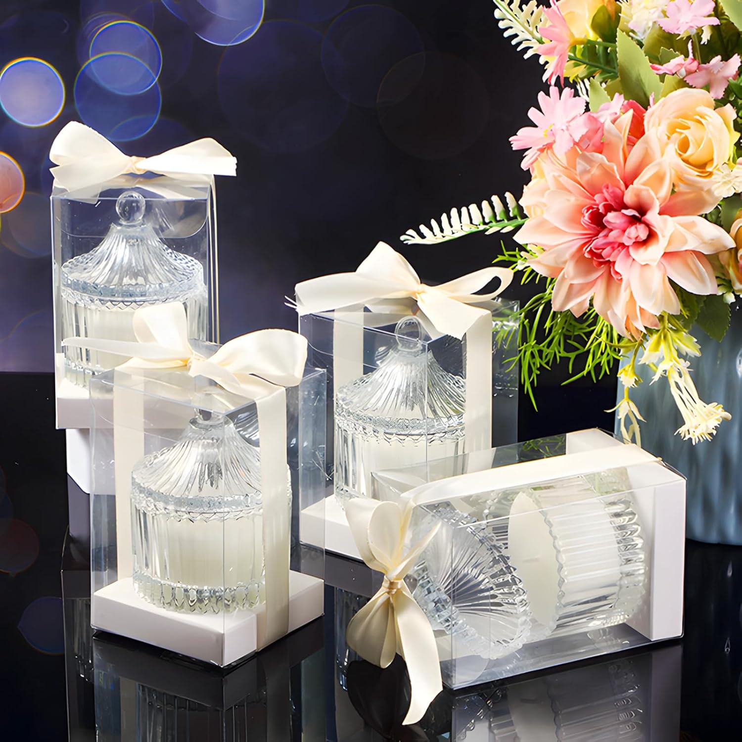 12 Pack Wedding Candle Favors For Guests In Glass Personalized Favors Candles Bulk Souvenirs Bridal Proposal Gift Thanks For Coming Wedding Party(Classic Style)