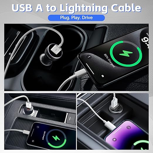 3 Pack MFi Lightning to USB CarPlay Charging Cable 3.3FT for iPhone & iPad