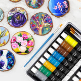 Acrylic Paint Set For Pumpkin Painting, 16 Colors Painting Supplies For Canvas Wood Fabric Ceramic Crafts, Non Toxic&Rich Pigments For Beginners