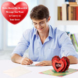 3D Love Pop Up Card For Valentines Day, Anniversary, Wedding, Mother'S Day, Birthday, Handmade Valentine Greeting Cards Love Cards With Message Note & Envelop For Your Love One