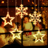 5 Pieces Christmas Window Lights Decorations Christmas Lighted Sign Warm White Battery Operated Backdrop Silhouette Stri