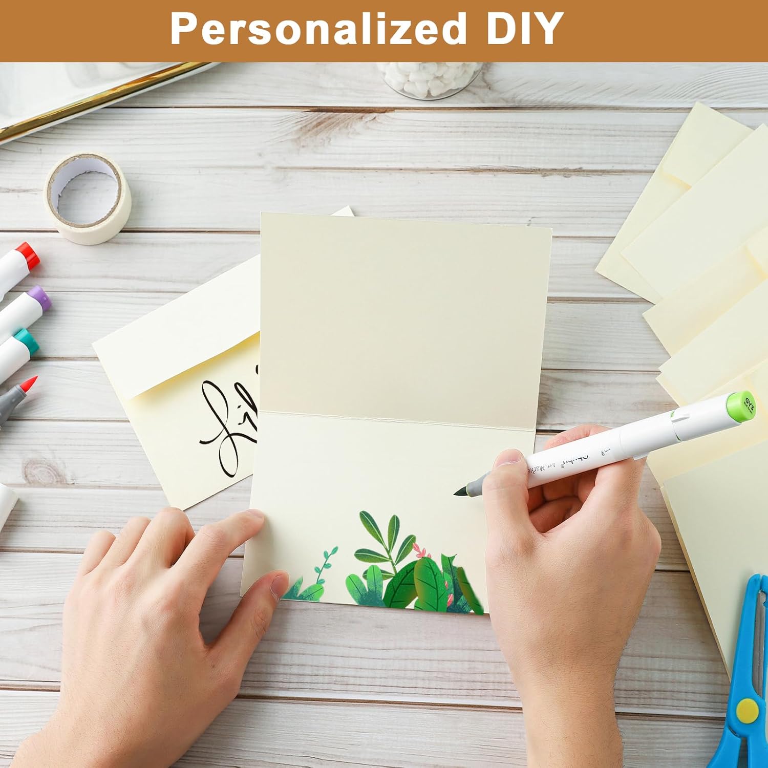 100 Packs Cream Blank Greeting Cards With Envelopes 5 X 7 Heavyweight Folded Ivory Cardstock And A7 Envelopes Printable Self Seal For Diy Invitations, Birthday Party, Baby Showers, Mailing