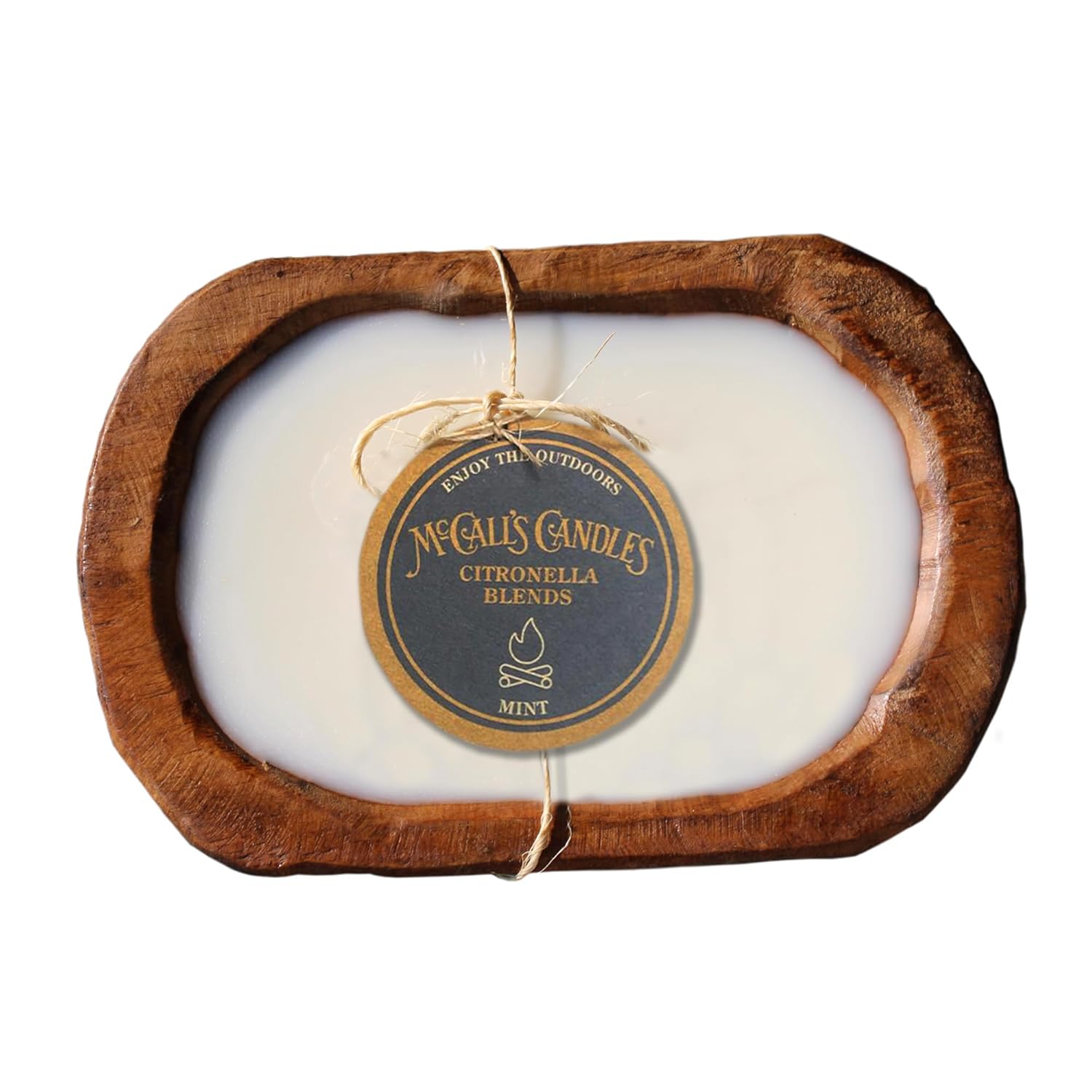 McCall’s Candles | Citronella Mint | Rustic Wooden Bread Bowl Candle | Multi-Wick | USA-Poured Wax | Outdoor-Ready | Reusable Hand-Carved Bowl