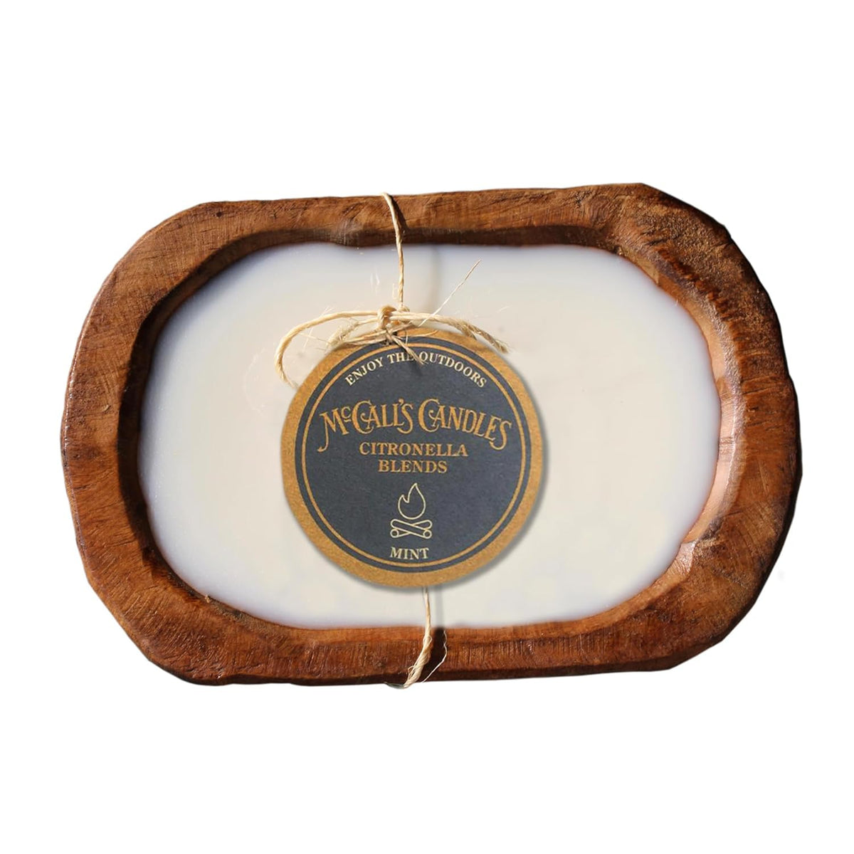 McCall’s Candles | Citronella Mint | Rustic Wooden Bread Bowl Candle | Multi-Wick | USA-Poured Wax | Outdoor-Ready | Reusable Hand-Carved Bowl