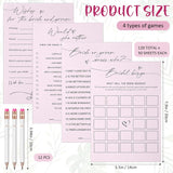 132 Pieces Wedding Shower Games Bridal Shower Favors For 30 Guests Including 120 Wedding Games Cards And 12 Pencils For Bride Groom Bachelorette Party Favor(Light Pink)