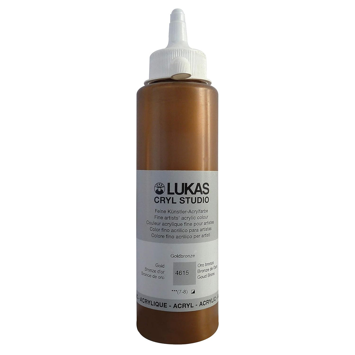 LUKAS CRYL Studio Artists Paint High Pigment Concentration Paint - 250 ml Bottle - Metallic Gold Bronze