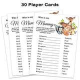 Baby Shower Game Cards, Safari Animals Who Is My Mommy Game Card For Baby Shower Party?Funny Icebreak Baby Shower Party Games Ideas Activity For Parent-To-Be, Fun And Easy, 30 Cards
