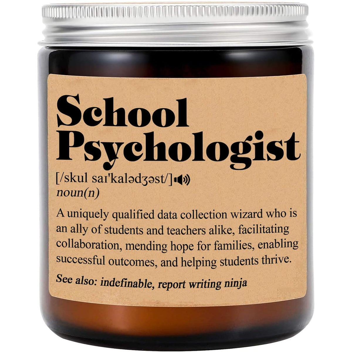 Psychologist Definition Candle - Funny Gift For School Psychologist Appreciation - Thank You Office