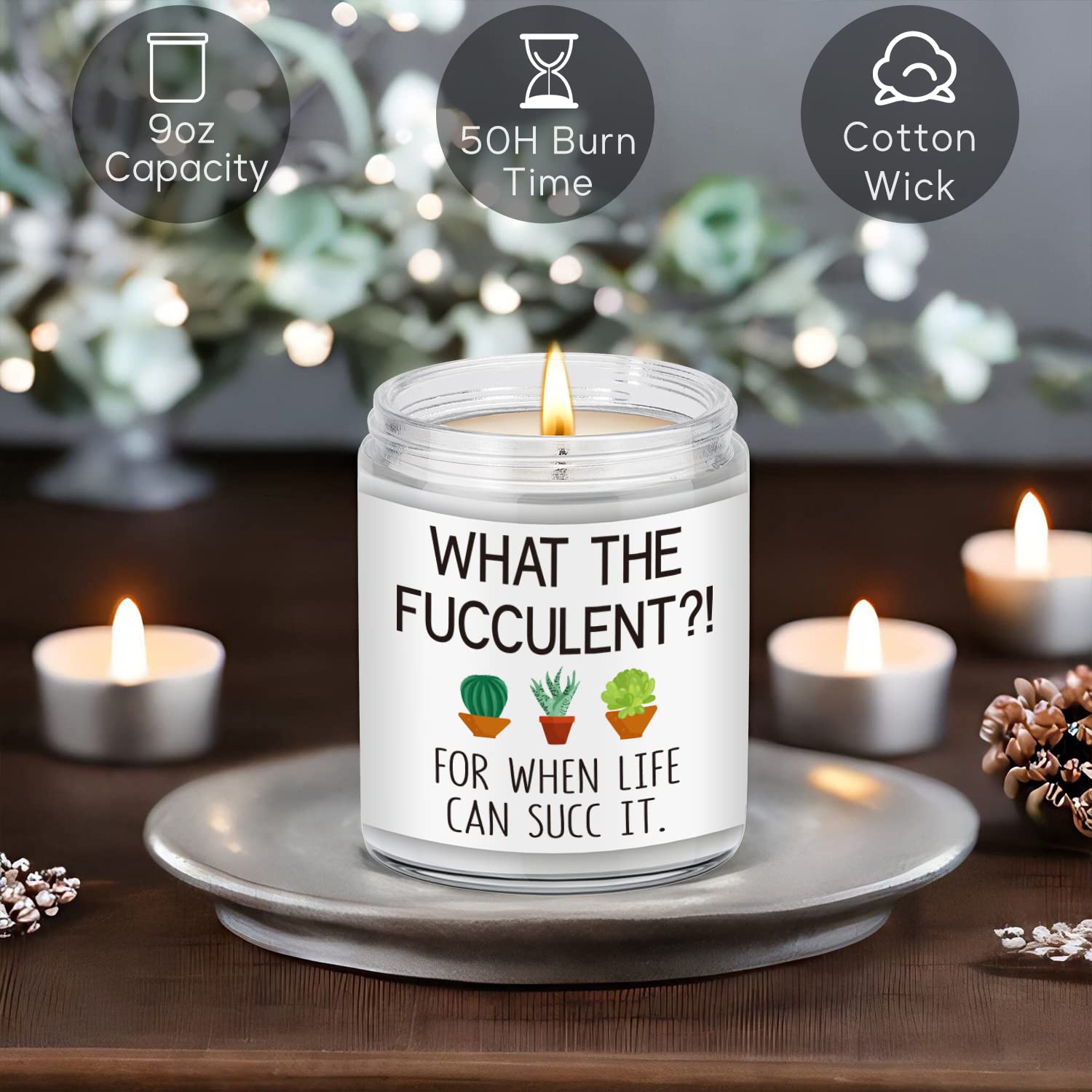 Succulent Candle, Get Well Presents For Women, Cheer Up Ideas, Pick Me Up, Break Up, Plant Lover Gifts For Women, Funny Birthday Valentines Cool Gifts For Plant Lovers Mom Lady Friend Wife Her