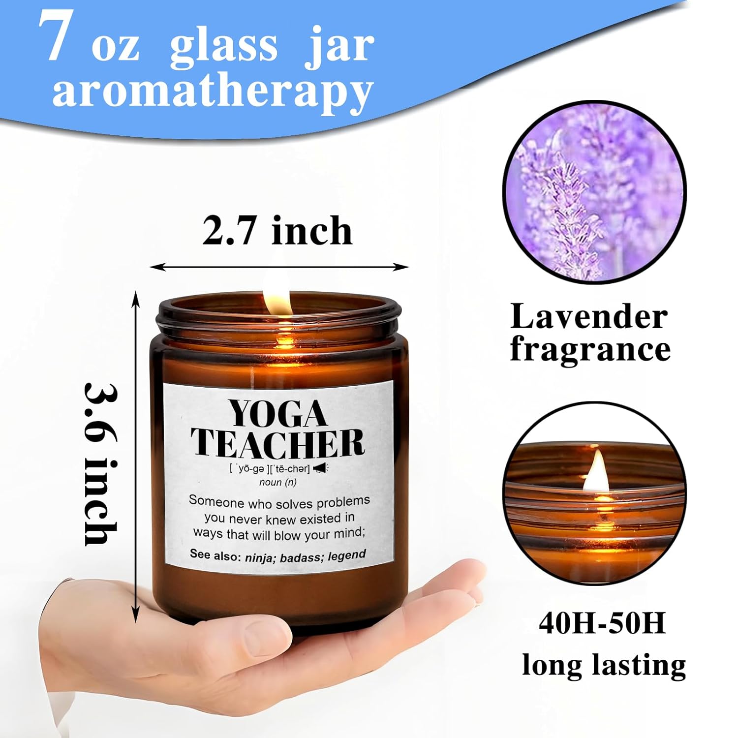 Yoga Teacher Gift Funny Namaste 7Oz Scented Candle Meditation Lavender Scented Candle Appreciation Gift For Yogic Instructor Pilates Lover (Candle-Yoga Teacher)