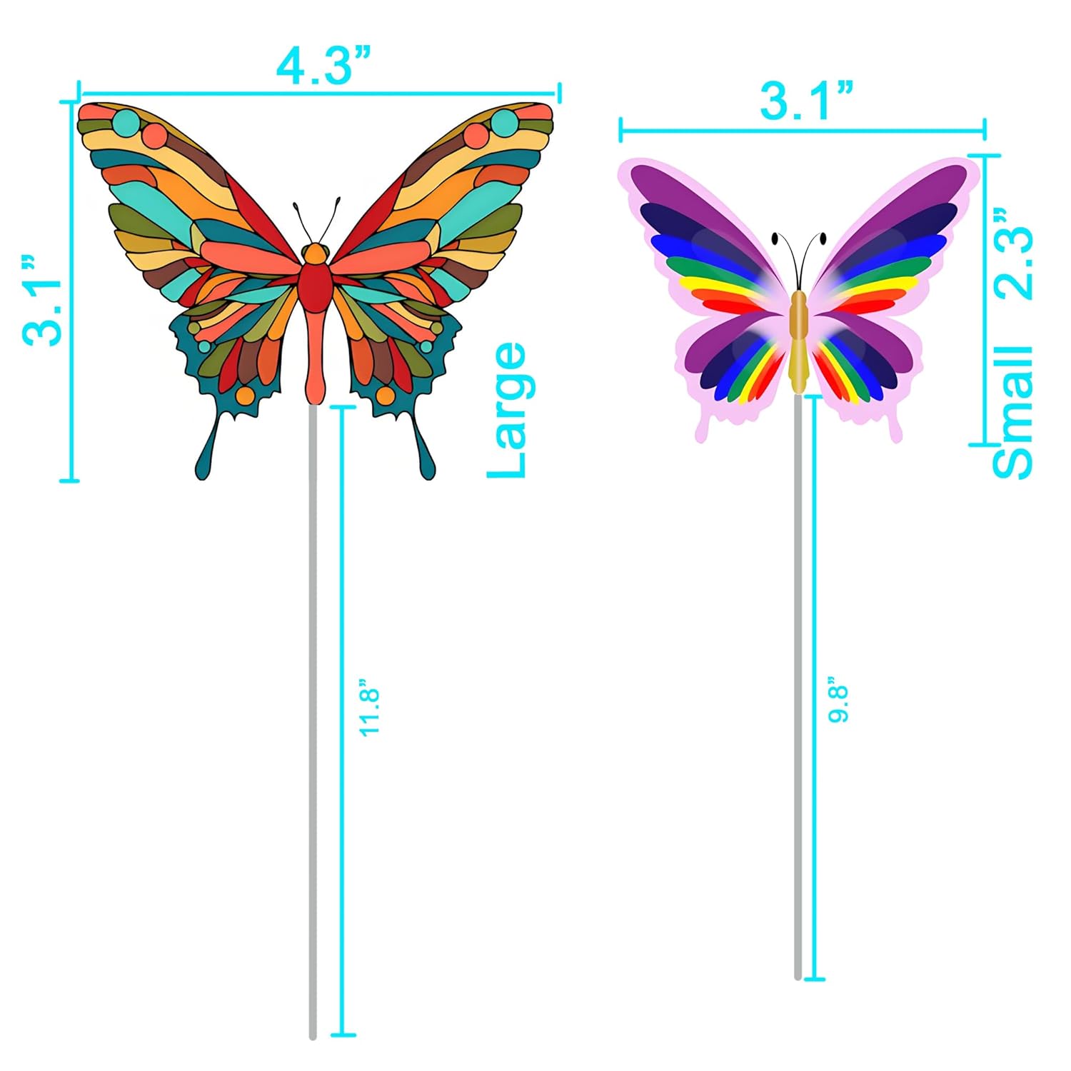 12 Pcs Artificial Fabric Butterflies, 2 Sizes Reusable Butterly Crafts Decor, Diy 3D Butterfly Decorations For Fake Flowers Floral Nursery Wedding Tea Party Birthday Easter Spring. (Blue Large)