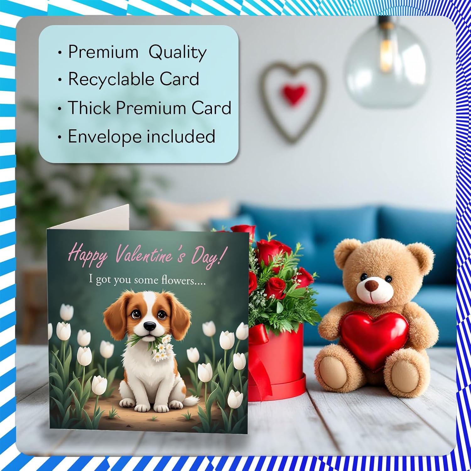 Cute Valentine'S Day Card - I Got You Flowers - Cute Happy Valentines Card For Husband Wife Boyfriend Girlfriend, 5.7 Inch Loveable Valentine Greeting Cards