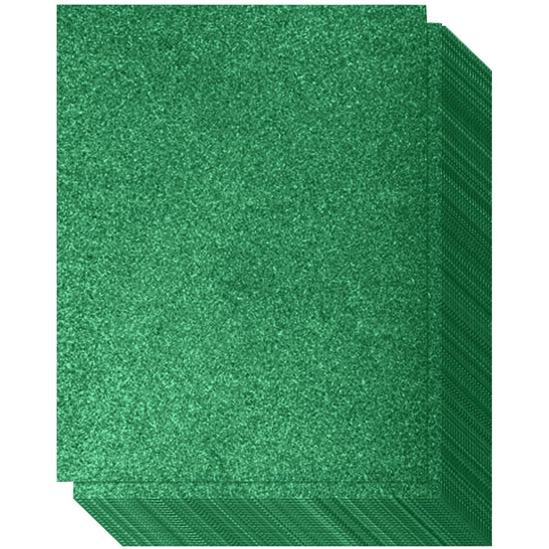 Green Glitter Cardstock - One-Sided - Non-Adhesive - 20 Pack - 8.5 X 11 Inches